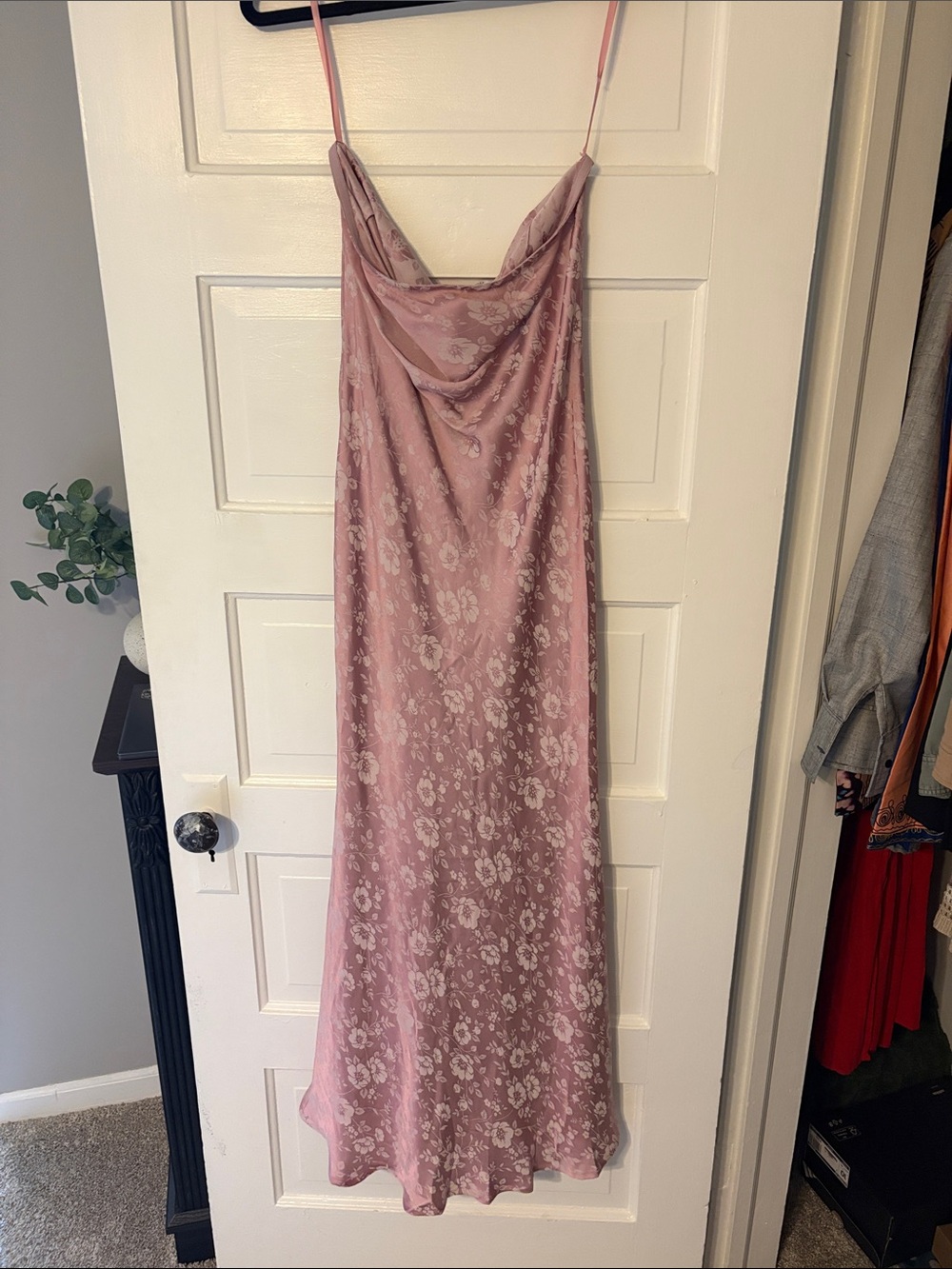 Princess Polly Dusty Rose Floral Jacquard Cowl Slip Maxi Dress
